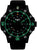 Orologio da uomo nero con indici verdi luminescenti, ghiera con numeri e TUE 8