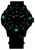 Orologio da uomo con cassa in carbonio nero, indici verdi, lancette luminescenti, cinturino in tessuto