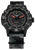Orologio da uomo: cassa in carbonio nero, quadrante nero, lancette rosse, cinturino in tessuto