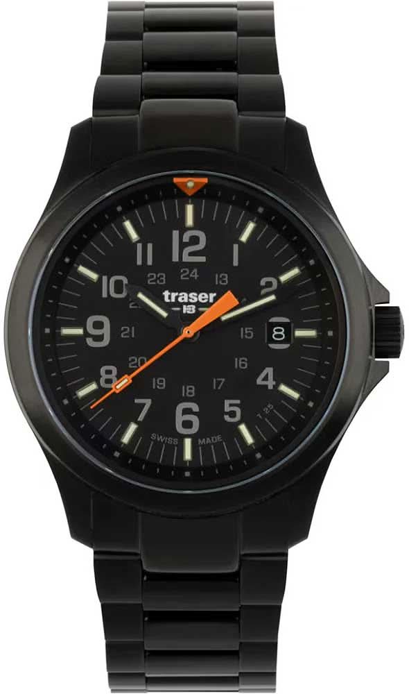 Orologio da uomo Traser P67 Officer Pro con quadrante nero e maglie del bracciale nere