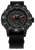 Orologio da uomo: quadrante nero, lancette rosse, Trigalight, cinturino in tessuto nero