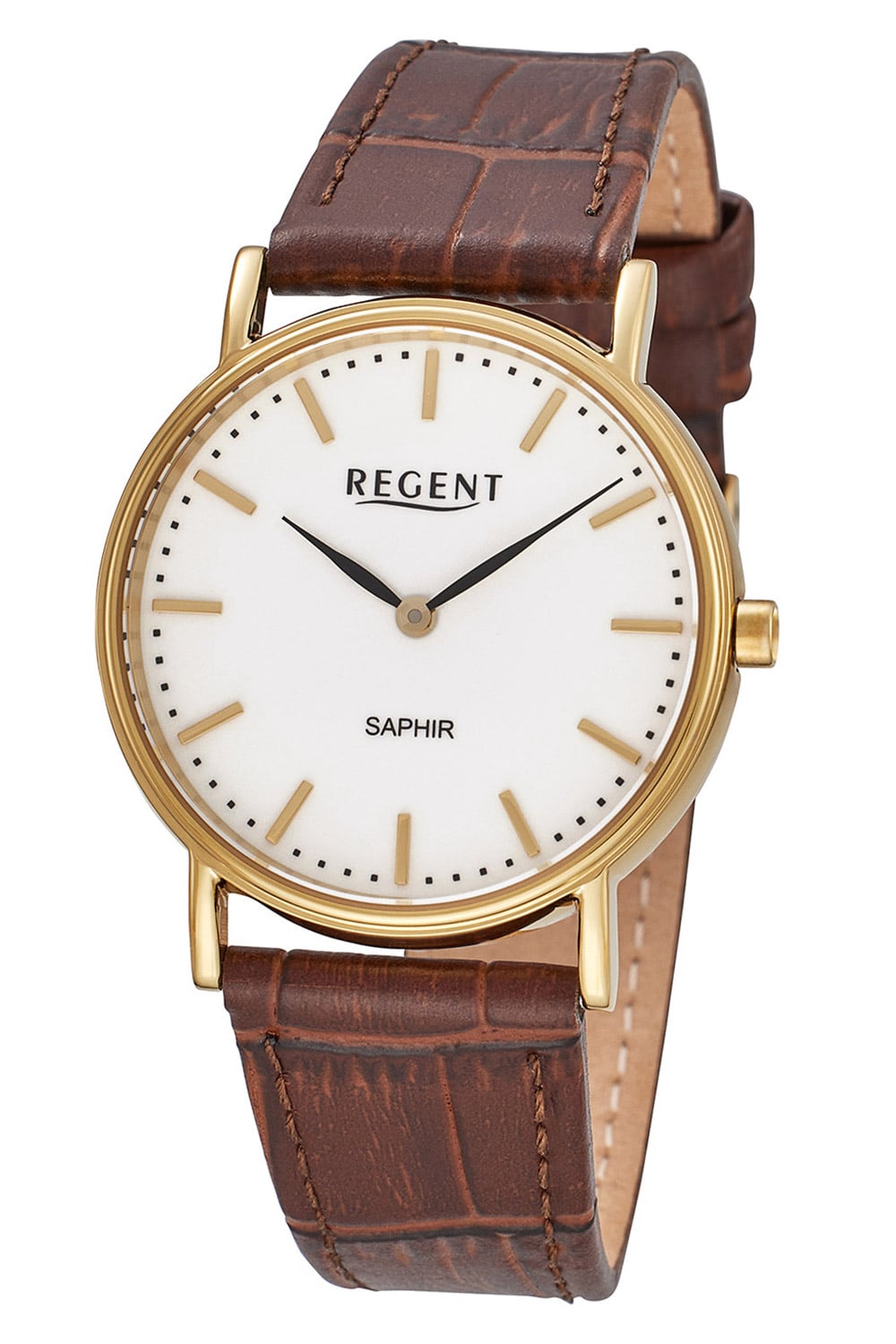 Regent F-1572 Damenuhr Braun/Goldfarben • Saphirglas • Quarzwerk