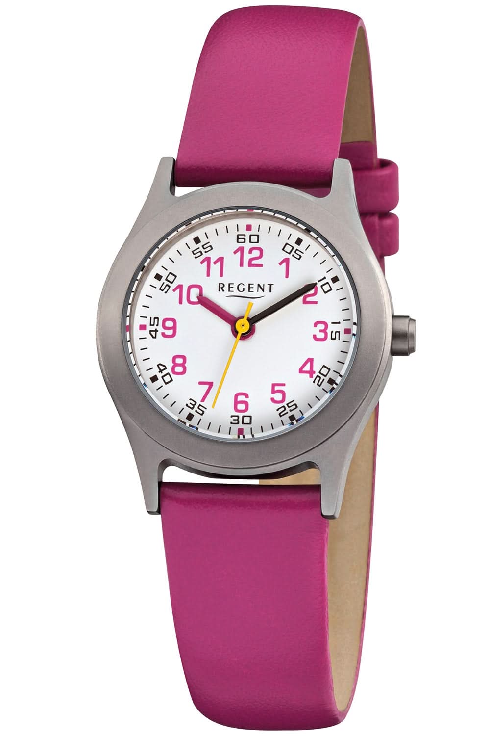 Regent F-946 Kinderuhr Mädchen Titan Weiß • Superleichtes Titangehäuse • Mineralglas