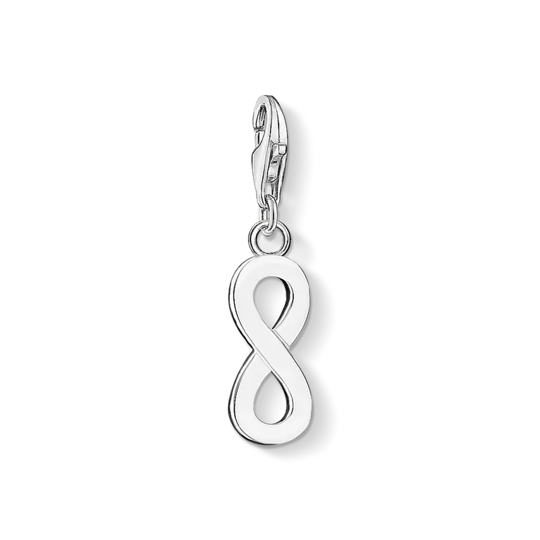 Ciondolo a forma di infinito in argento sterling 925 lucido con inserti scuri
