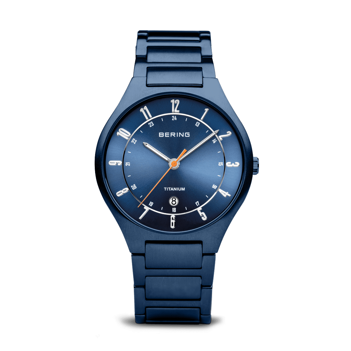 Bering Titanium 11739-797 Herrenuhr Matblau • Titan-Gliederarmband • Saphirglas