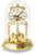 Orologio da tavolo in ottone sotto campana di vetro, numeri arabi e ghirlanda floreale decorativa