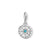 Ciondolo bussola in argento sterling con centro in turchese