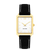Danish Design Miami Stretch IV15Q1255 Damenuhr Silber/Gold • Rechteckiges Gehäuse • Lederarmband Schwarz