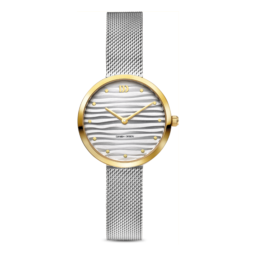 Danish Design Pure IV65Q1307 Amelia Ripple Damenuhr Bicolor • Milanaise-Armband • Mineral-Uhrenglas