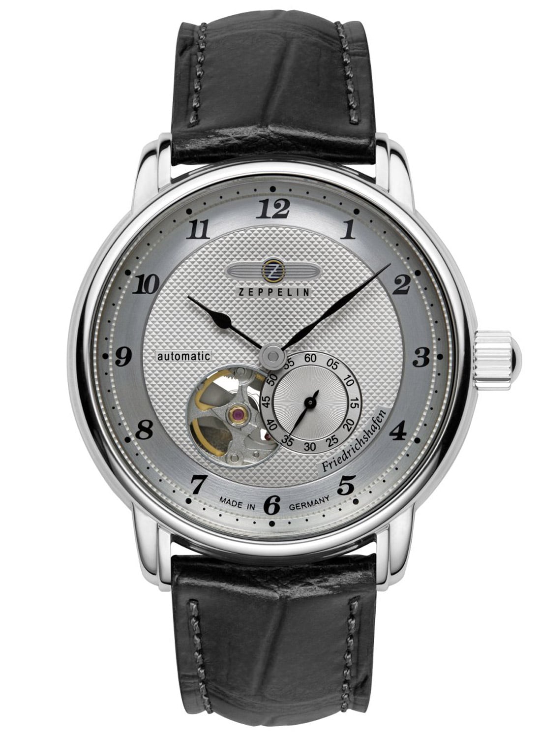 Zeppelin Friedrichshafen 8566-4 Herrenuhr Schwarz • Automatikwerk mit Open Heart • Saphirglas