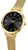 Orologio da donna, lunetta color oro con pulsante laterale, quadrante nero