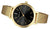 Orologio da donna con cassa rotonda color oro, quadrante nero e cinturino milanese