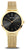 Orologio da donna con bracciale milanese color oro, quadrante nero e indici a bastone