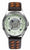 Orologio da uomo con quadrante argentato e cinturino in pelle marrone, movimento automatico a vista