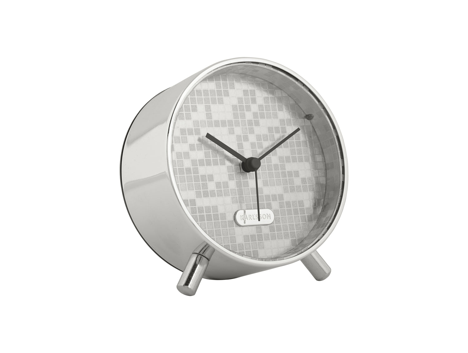Karlsson Disco KA6004SI Wecker Silber • Geräuschloses Sweep-Uhrwerk • Diskokugel-Design