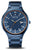 Orologio da uomo con quadrante blu, lunetta arancione e cinturino in metallo