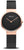 Orologio da donna con quadrante nero, cassa color oro rosa e cinturino milanese nero