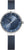 Orologio da donna rotondo con quadrante blu, lancette e cinturino milanese
