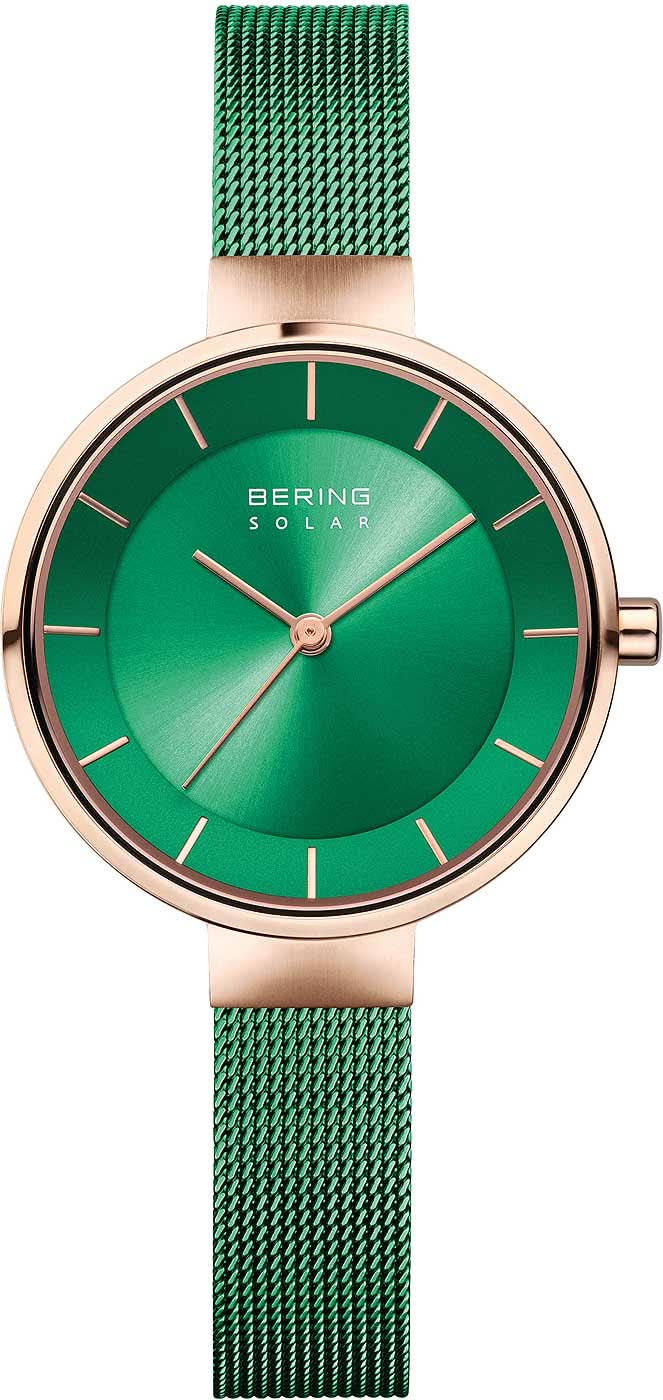 Orologio da donna con quadrante verde, cassa color oro rosa e cinturino in metallo verde