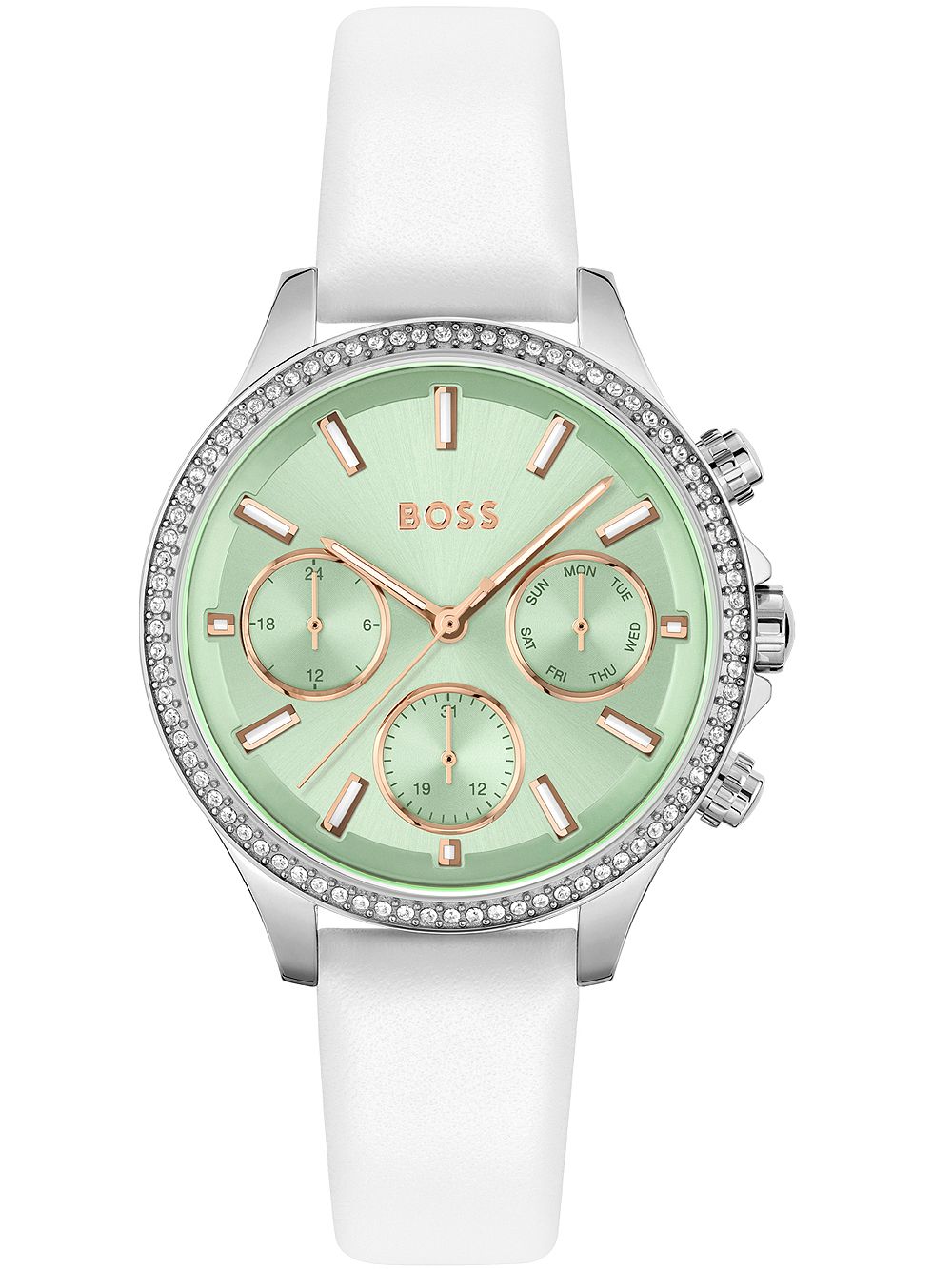 BOSS Hera 1502629 Damen Armbanduhr Grün • Mineralglas • Quarzwerk