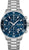 Herren-Chronographenuhr mit blauem Zifferblatt, silbernem Edelstahlarmband und Drehlünette