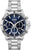 Herrenuhr mit blauem Zifferblatt, Edelstahlarmband und Chronographen-Subdials.