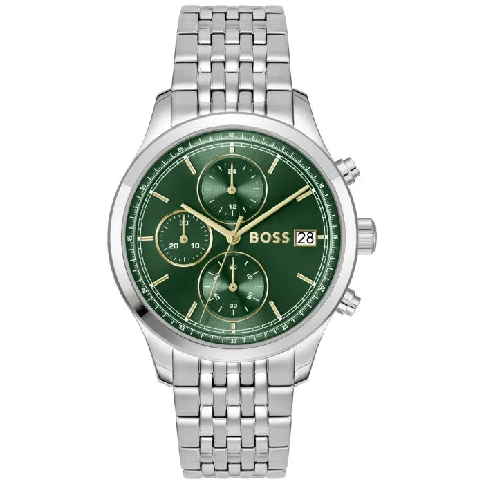BOSS Stratus 1514330 Herren Armbanduhr Grün • Mineralglas • Edelstahlarmband