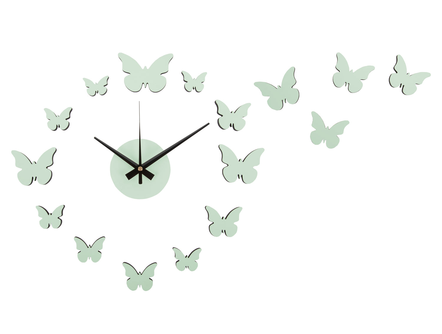 Karlsson DIY Butterfly KA6000LG Wanduhr Hellgrün • Individuelle Schmetterlingsgestaltung • Quarzuhrwerk