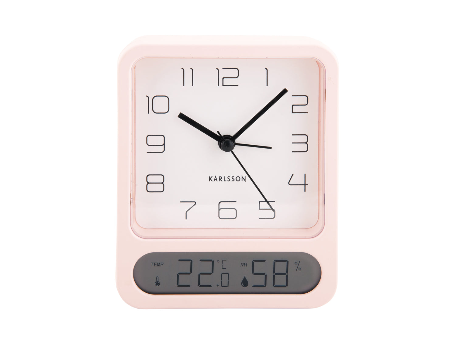 Karlsson Duo KA5954LP Wecker Rosa • Analoge und digitale Zeitanzeige • Thermometer und Hygrometer
