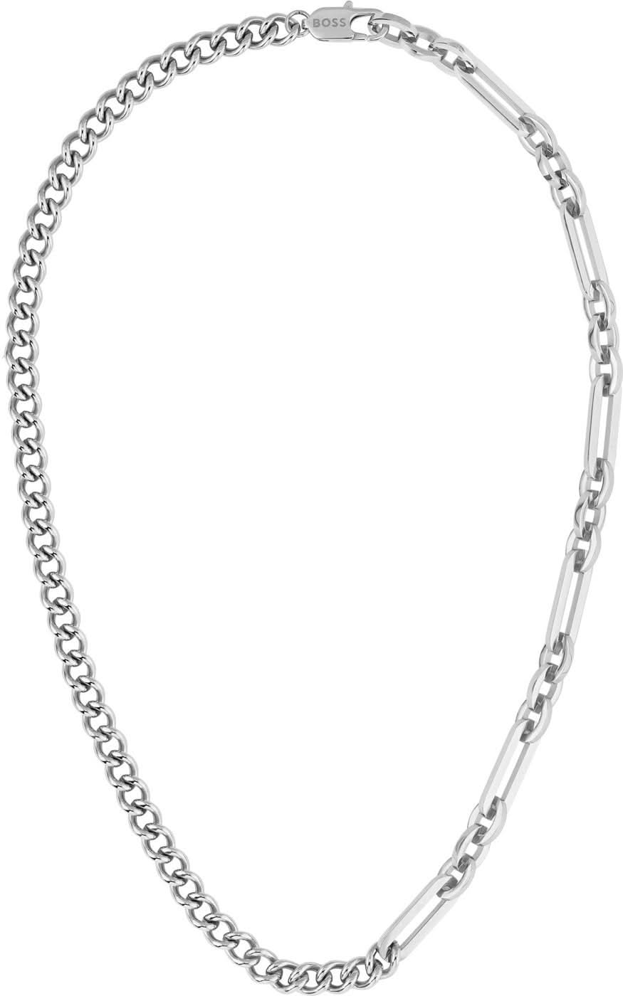 Collana in acciaio inossidabile color argento con design a catena a maglie