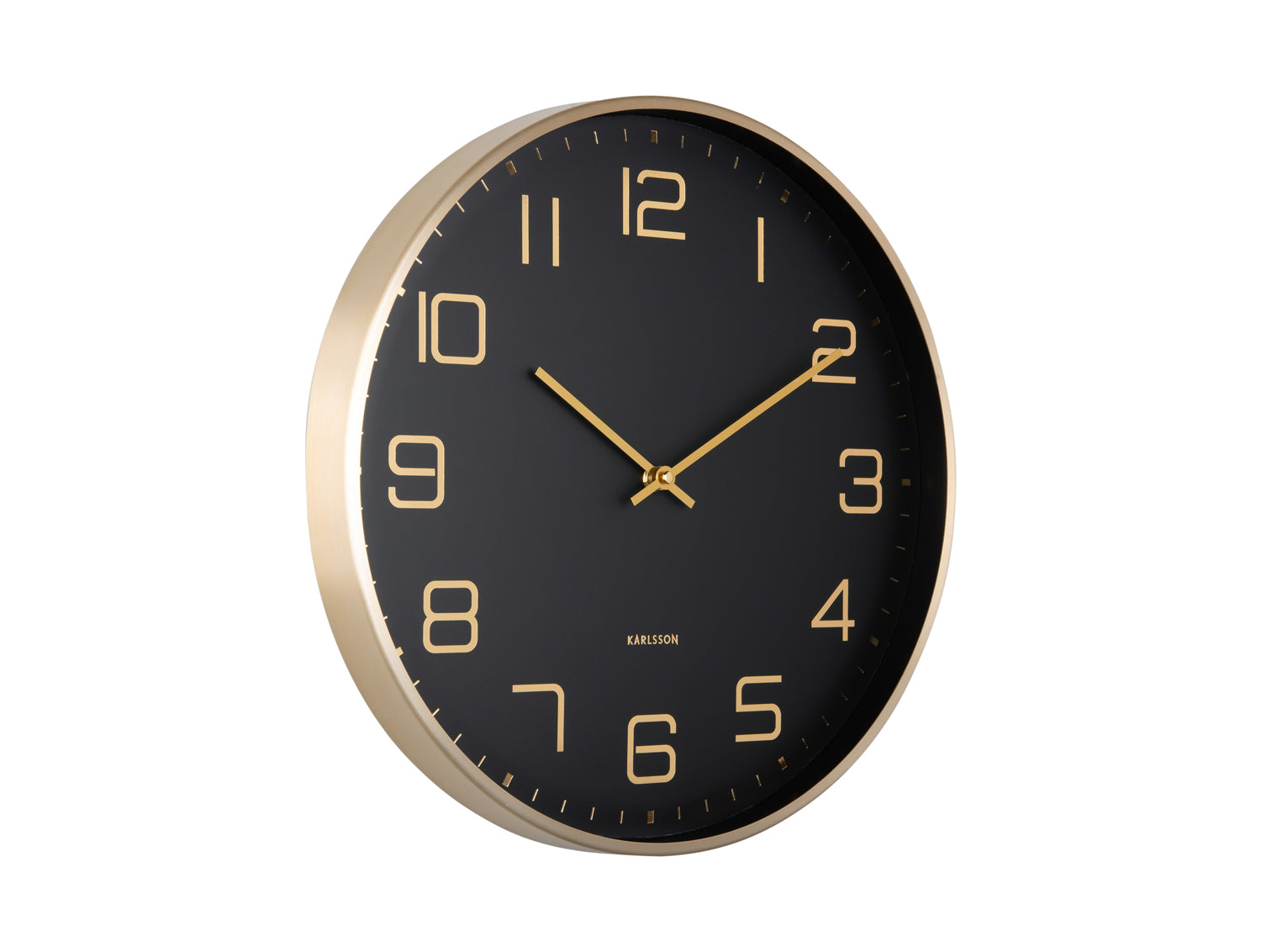 Karlsson Elegance Glow KA5973BK Wanduhr Schwarz • Elegantes Aluminium-Gehäuse • Arabische Ziffern