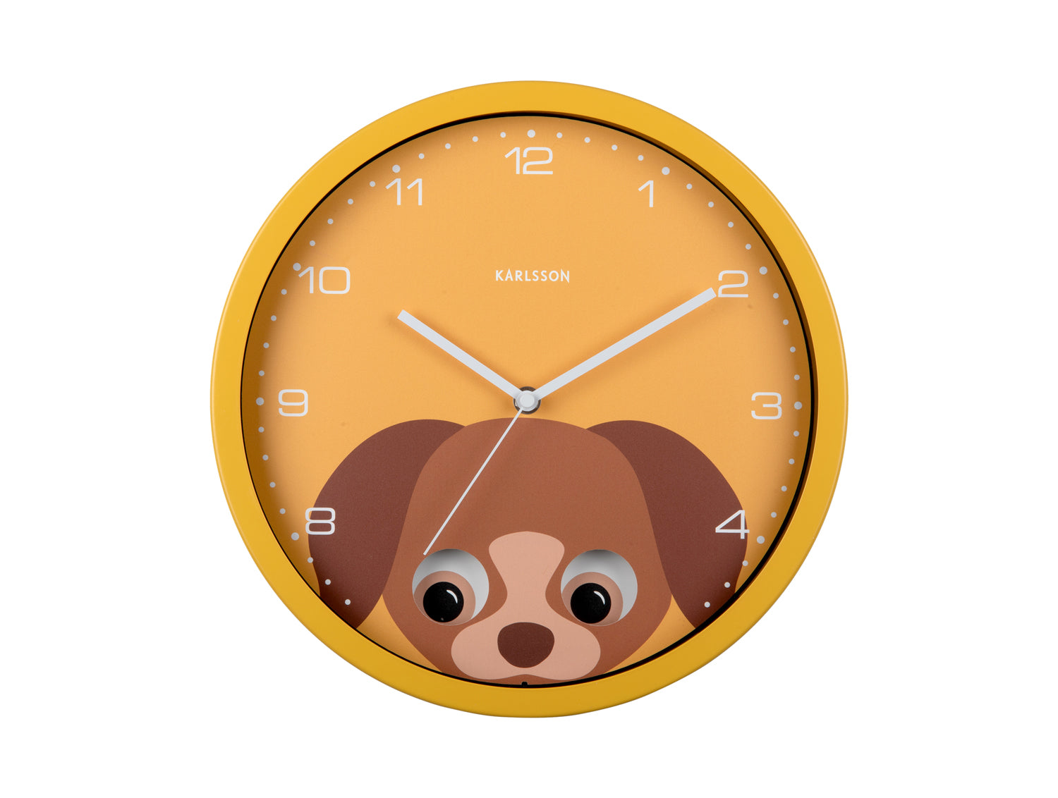 Karlsson Peekaboo Dog KA5997YE Wanduhr Gelb • Bewegende Augen • Kinderzimmer-Design