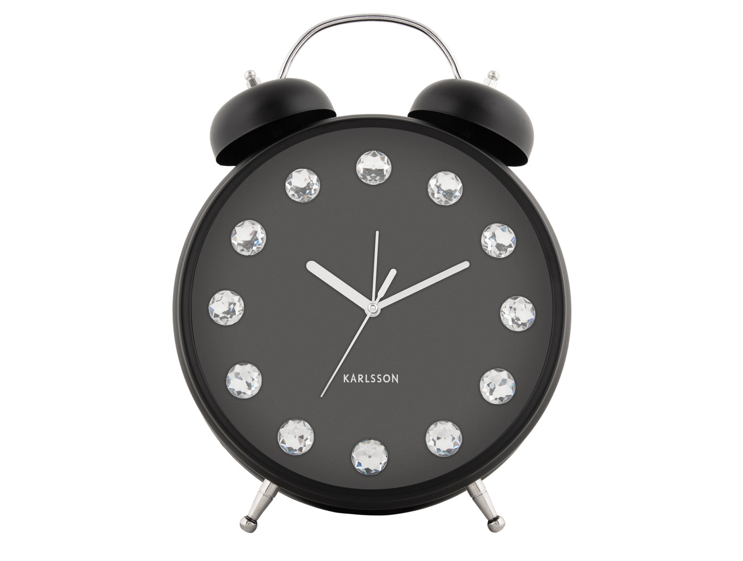 Karlsson Glam Diamonds XL KA6019BK Wecker Schwarz • Funkelnde Diamantdetails • Glamouröses Design
