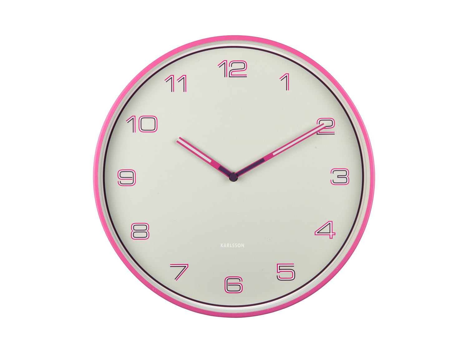 Karlsson Lined Numbers KA6013BP Wanduhr Pink • Geräuschloses Sweep-Uhrwerk • Designerduo Boxtel & Buijs