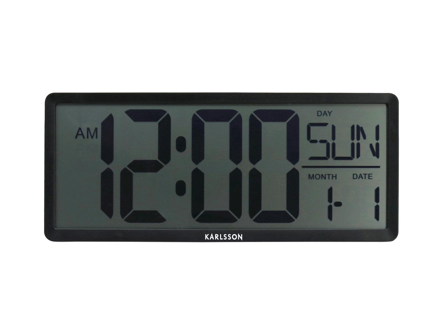 Karlsson Retro LCD KA6020BK Wanduhr Schwarz • Kalender & Weckfunktion • Retro-LCD-Display