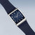 Orologio solare da uomo con quadrante rettangolare blu e indici, cassa in argento