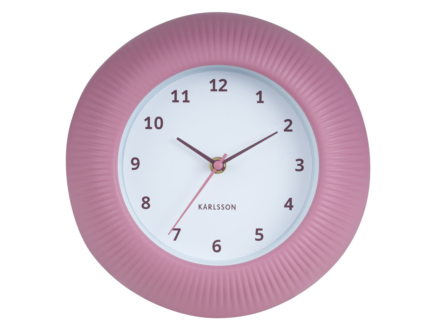 Karlsson Tender Rib KA6048PI Wanduhr Rosé • Sweep-Uhrwerk • Geripptes Zifferblatt-Relief