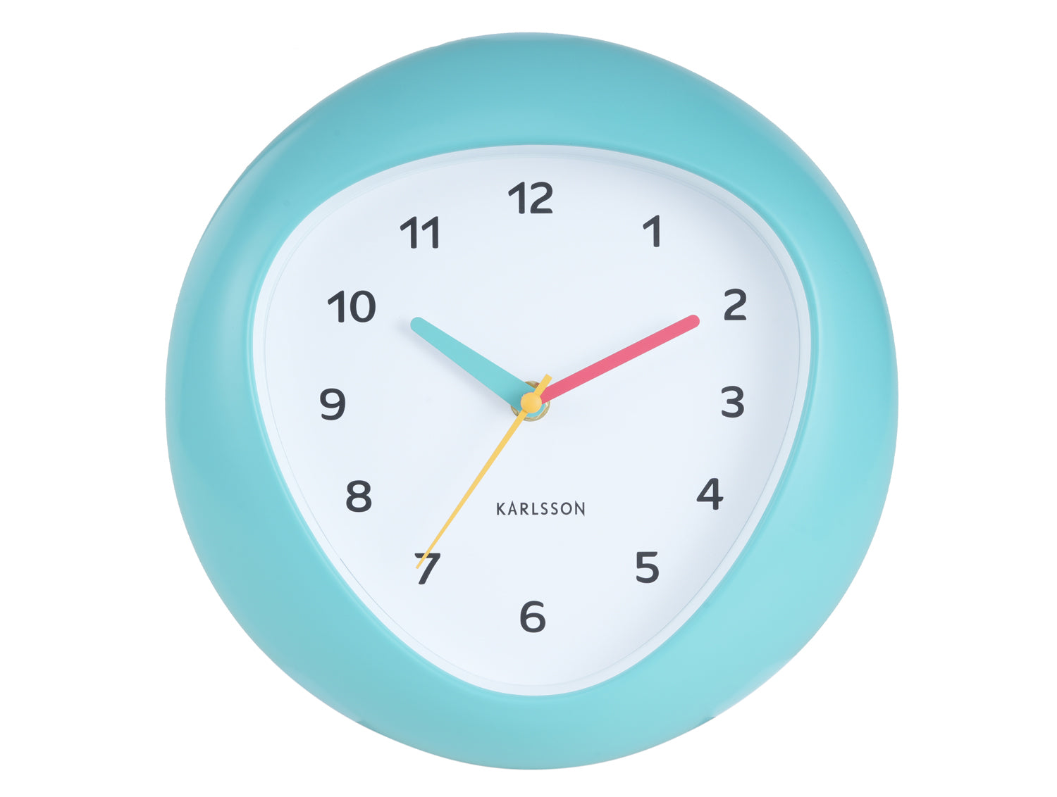 Karlsson Funky Vibes KA6049BL Wanduhr Türkisblau • Geräuschloses Sweep-Uhrwerk • Verspieltes Retro-Design