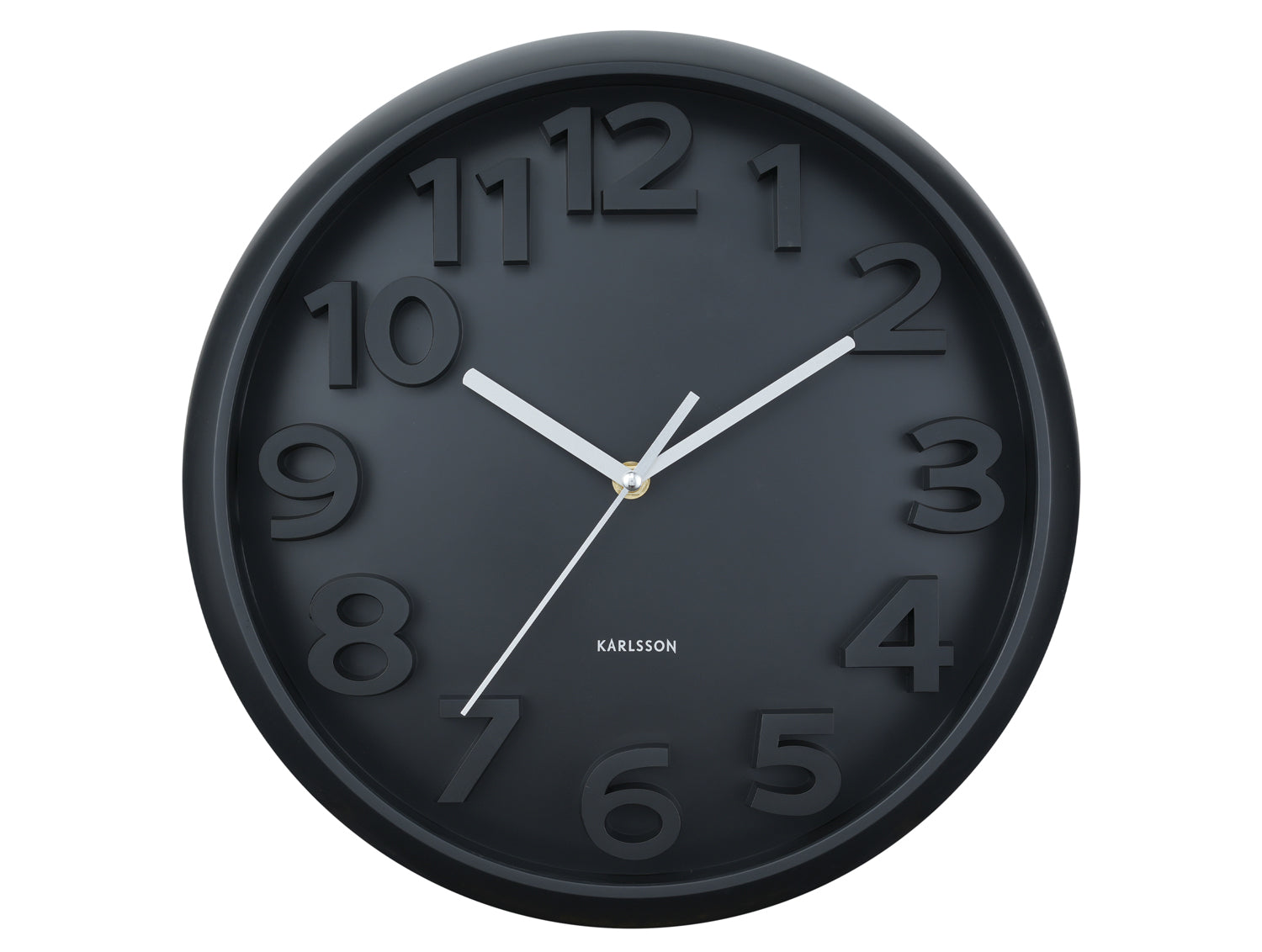 Karlsson Elevated Classic Numbers KA6052BK Wanduhr Schwarz • Geräuschloses Sweep-Uhrwerk • Zeitloses Design