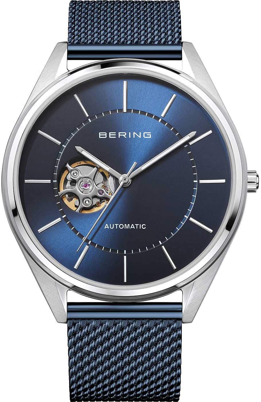 Orologio da uomo automatico Bering 16743-307 • Vetro zaffiro antigraffio • Bracciale milanese blu
