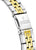 Bracciale in acciaio inossidabile argentato con maglie color oro e chiusura a vista