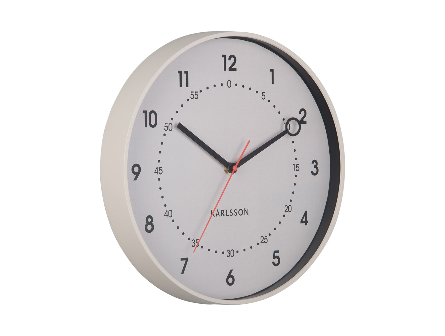Karlsson Fresco KA6038WG Wanduhr Warmgrau • Geräuschloses Sweep-Uhrwerk • Skandinavisches Design