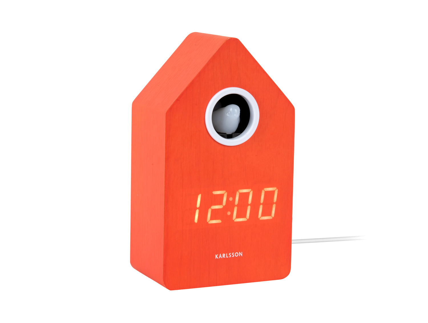 Karlsson Cuckoo LED KA6070OR Wecker Brilliantorange • LED-Kuckucksuhr • Netzbetrieb mit USB
