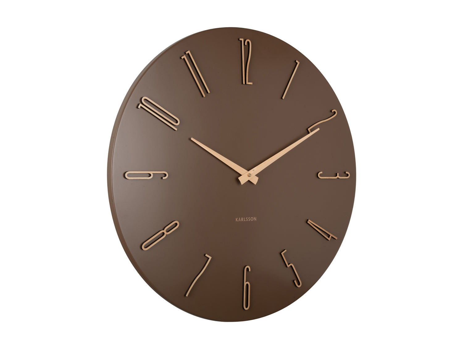 Karlsson Esmerado Large KA6073BR Wanduhr Mochabraun • Geräuschloses Sweep-Uhrwerk • Offenes Zifferblatt