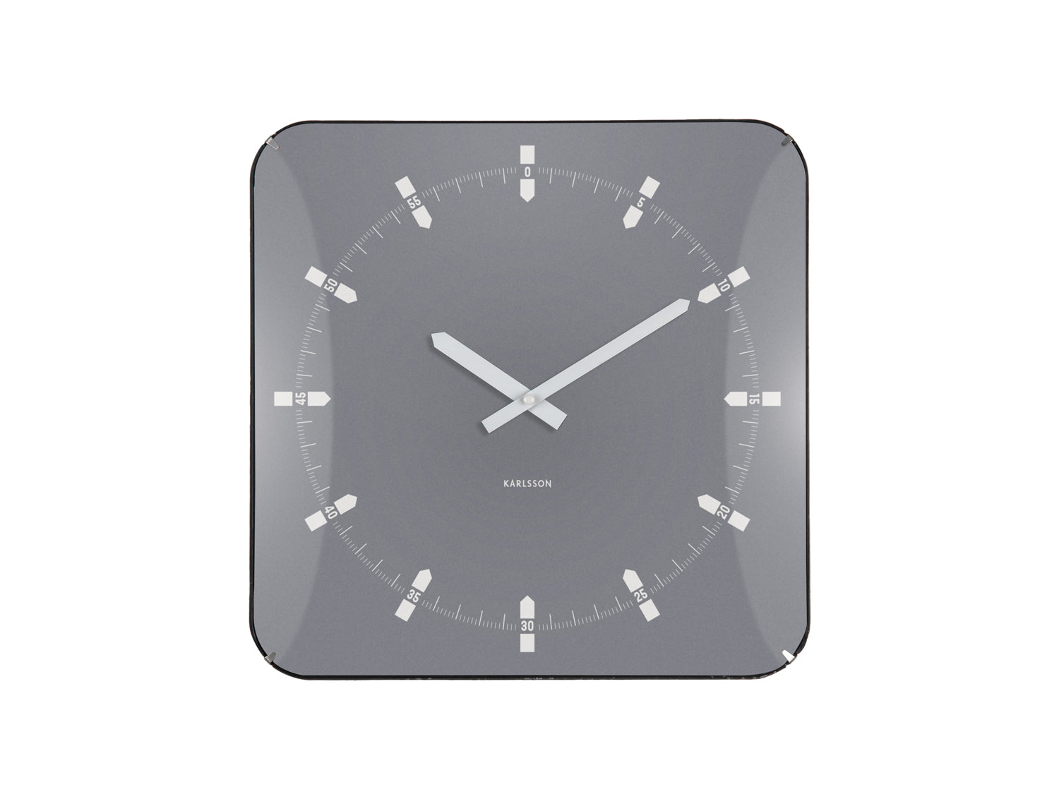 Karlsson Sucinto Dome Square KA6085GY Wanduhr Grau • Sweep-Uhrwerk • Gewölbte Glaskuppel