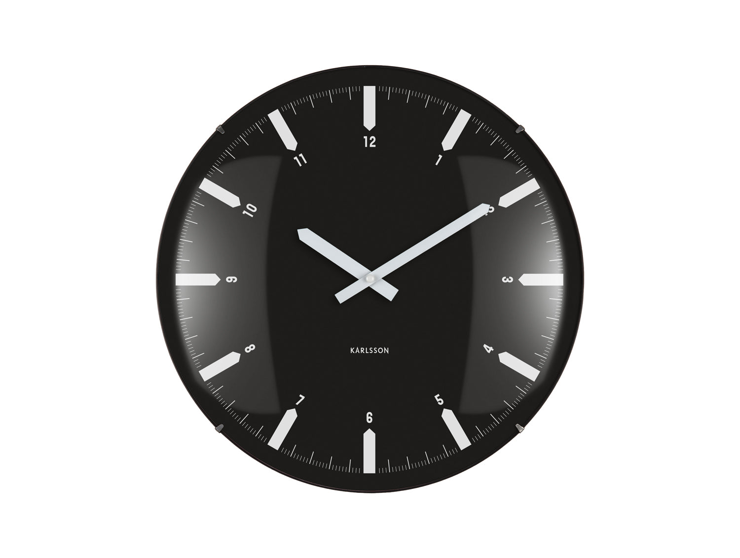 Karlsson Realista Dome KA6086BK Wanduhr Schwarz • Geräuschloses Sweep-Uhrwerk • Konvexes Kuppelglas