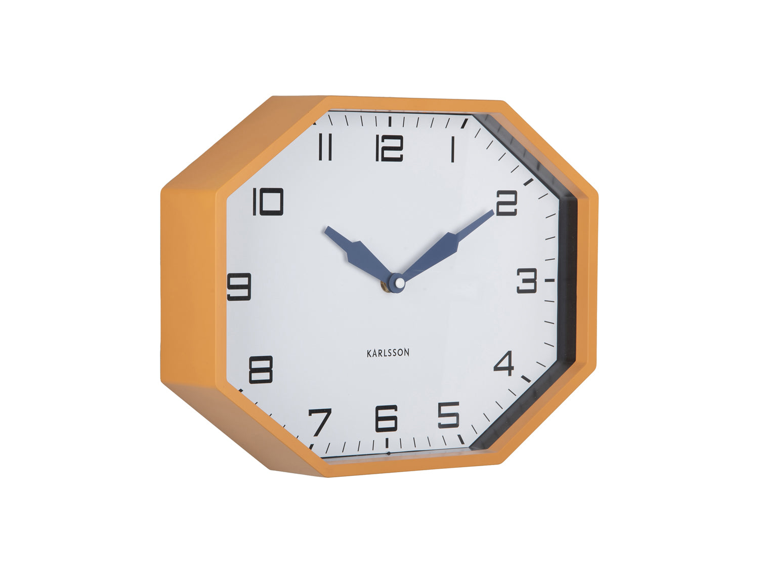Karlsson Modern Factory Octagon KA6067YE Wecker Ockergelb • Geräuschloses Sweep-Uhrwerk • Retro-Design