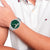 Męski zegarek chronograf z zieloną tarczą i srebrną bransoletą typu mesh ze stali szlachetnej
