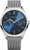 Orologio da uomo con quadrante blu, cassa color argento e cinturino in maglia metallica