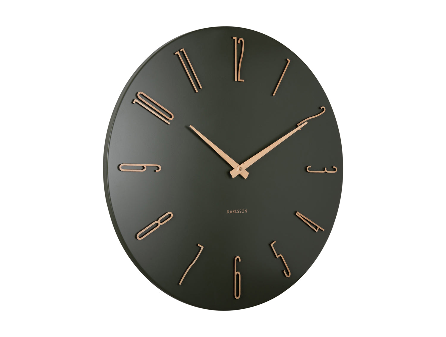 Karlsson Esmerado Large KA6073GR Wanduhr Luxusgrün • Geräuschloses Sweep-Uhrwerk • Elegantes Eisengehäuse